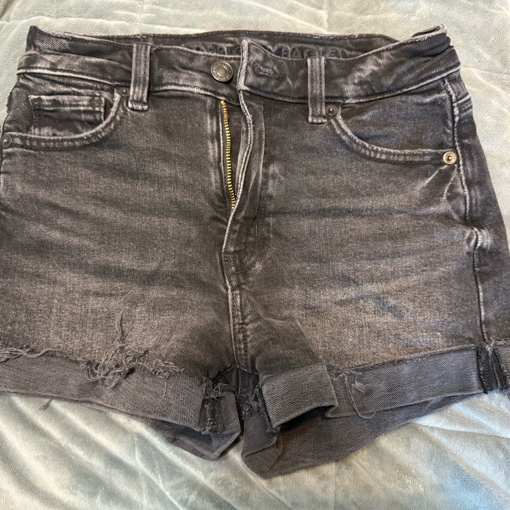 American Eagle Outfitters Black Jean Shorts Distressed Cut-Off Style
